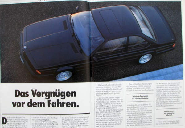BMW 635 CSi Modellprogramm 1987 Automobilprospekt (10222)